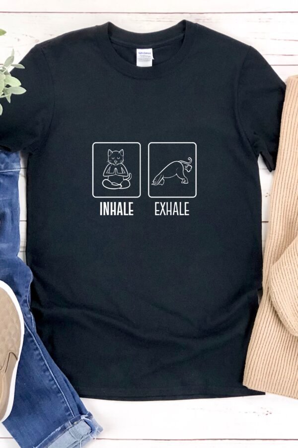 Yoga Cat Shirt, Inhale Exhale Yoga, Fart, Funny Meditation Cat, Exercise, Shirt