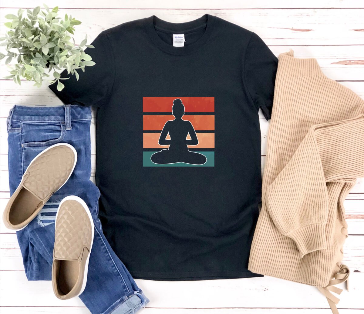 Yoga Retro Shirt, Shirt Women, Workout For Workout, Namaste Meditation Fitness Shirts Women
