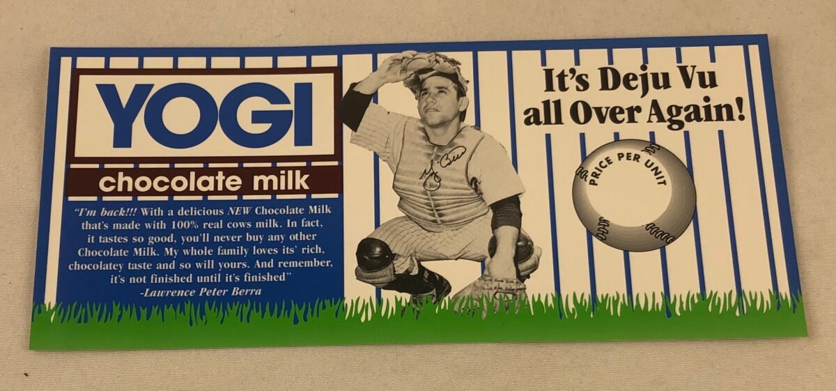 Yogi Chocolate Milk Deju Vu 1990's Store Retail Display Sign New Unused Vintage Berra