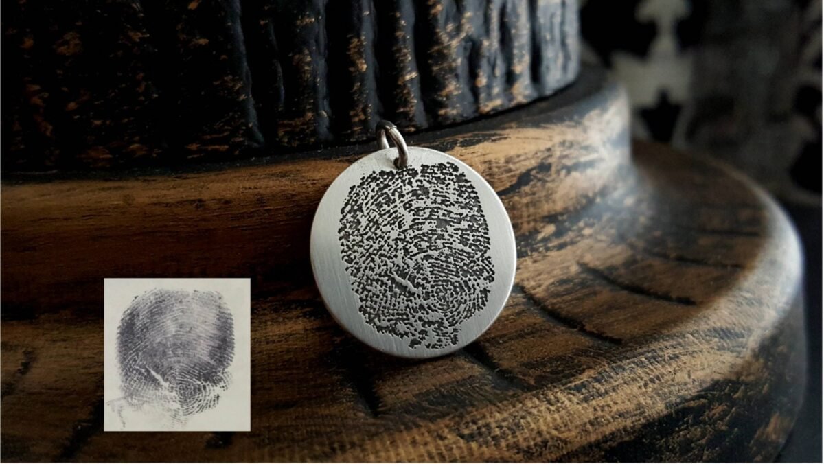 Your Actual Fingerprint Deeply Etched Engraved Pendant Charm Only in .925 Sterling Silver For Locket & Chain Personalized Forever Memorial