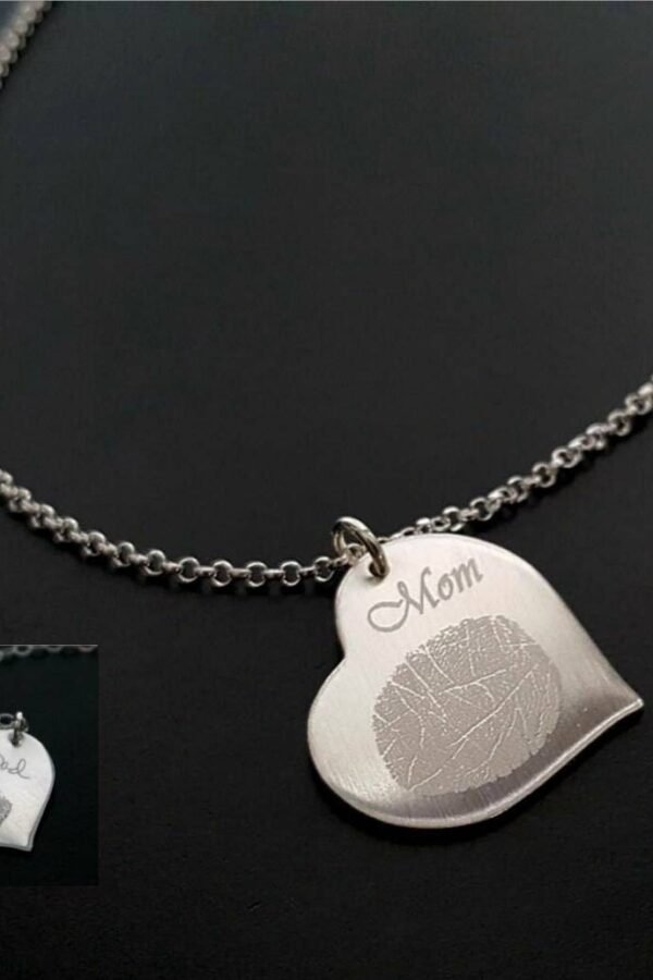 Your Actual Fingerprint Signature Handwriting Sterling Silver 14K Gold Filled Or Rose Gold Personalized Forever Memorial Necklace Heart