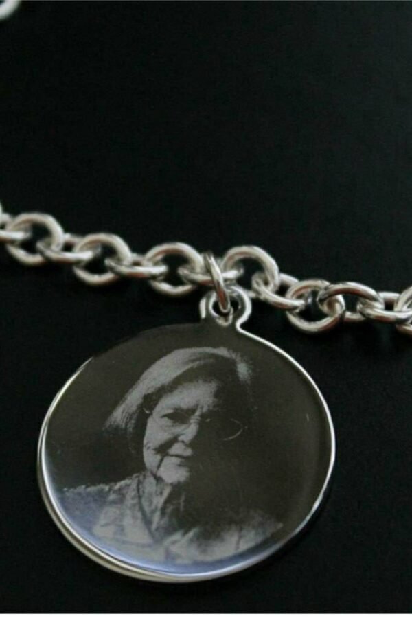 Your Actual Photo & Or Fingerprint Paw Hand Print Childs Signature Handwriting Sterling Silver .925 Personalized Forever Memorial Bracelet