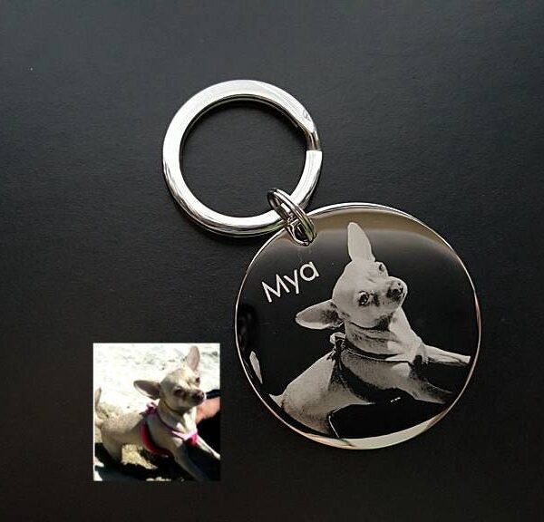 Your Pets Actual Picture Photo Artwork Art Or Paw Print Name Exact Replica Keychain Key Fob Custom Personalized Forever in My Heart Keepsake