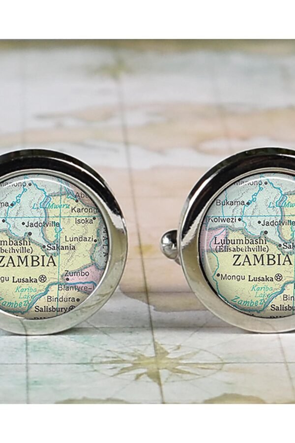 Zambia Cufflinks, Map Cufflinks Travel Gift African Heritage Father's Day For Dad Globetrotter