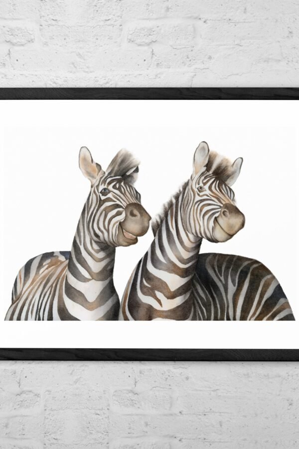 Zebras Watercolor - Zebra Art Gift Poster Animal Prints Nursery Wall Safari Decor Print