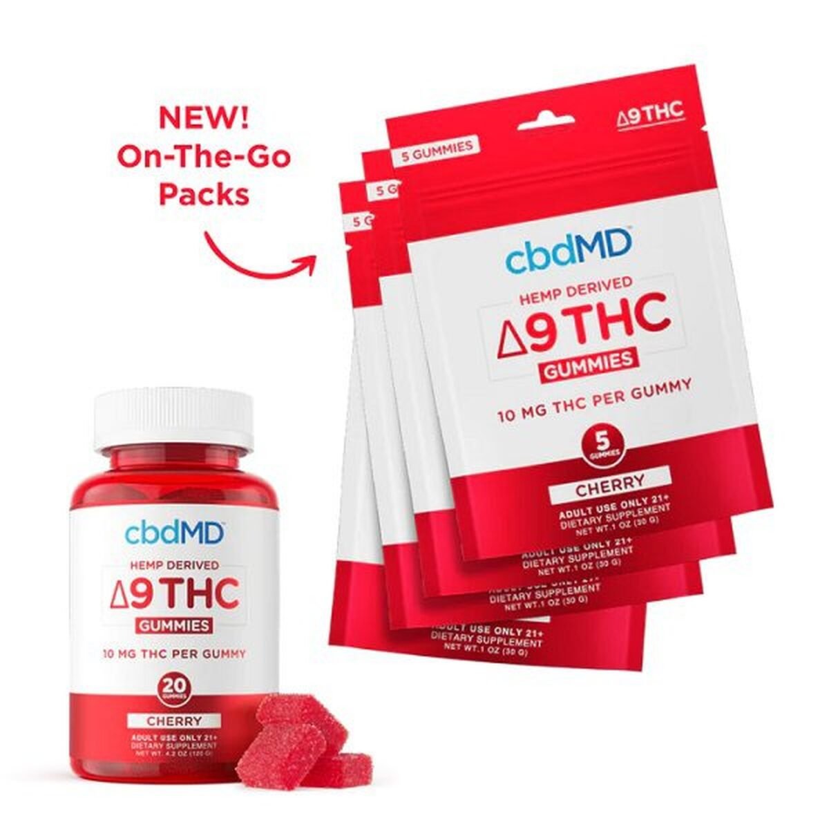 cbdMD Delta 9 Gummies 10 MG THC Per Gummy - 20 Count/4 Pack