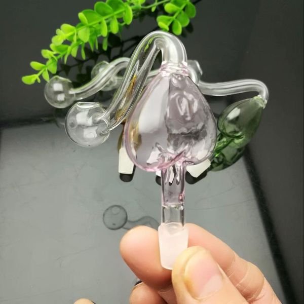 colored peach-heart pot and cigarette fittings Glass Bongs Glass Smoking Pipe Water Pipes Oil Rig Glass Bowls Oil Burn