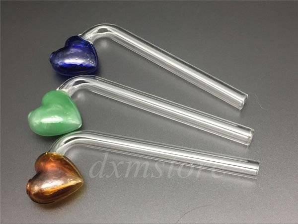 colorfed glass pipe sweat-heart Smoking Handle Pipes Mini Smoking Pipes Hand Blown Recycler Best Oil Burner