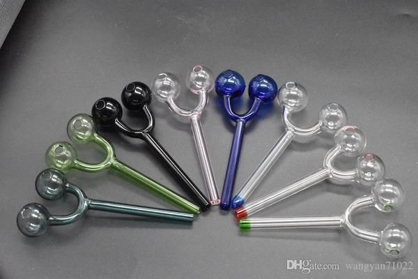 colorful Collinss special offer slingshot shape Glass Smoking handle Pipes Transparent clear glass Oil burners water pipes glass tube
