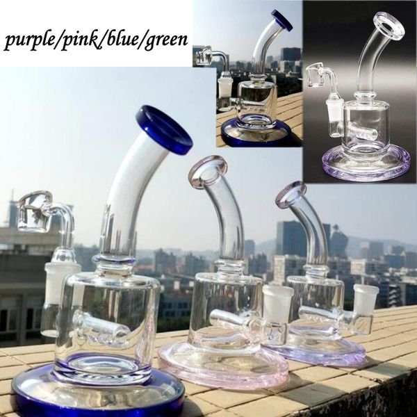 heady glass dab rigs purple and green Glass Bong Hookahs mini percolator smoking rig water pipe tool 14mm banger nail