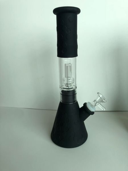 hookahs Silicone beaker Bongs hand pipe smoking water pipes Dab Rigs Percolators Perc Removable 11.42 inch Straight With Glass Bowl