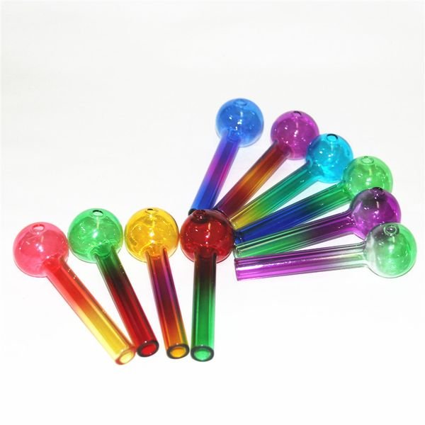 hookahs Tubes Color point Hand Oil Burner Pipes Glass Pipe Clear Pyrex Nail Tips Tobcco Bowl Big Ball Water Bubbler Smoke Tool Thick Glass Tube