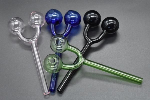 new Design Smoking Pipes Double Pyrex Glass Oil Burner Multicolor Spoon Pipe Round Ball Dome Hand Pipes 14cm 30mm OD