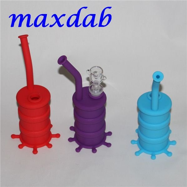 new arrival mini silicone oil rig with ten colors for choice glass bongs glass pipe smoking water pipe with glass accessories free