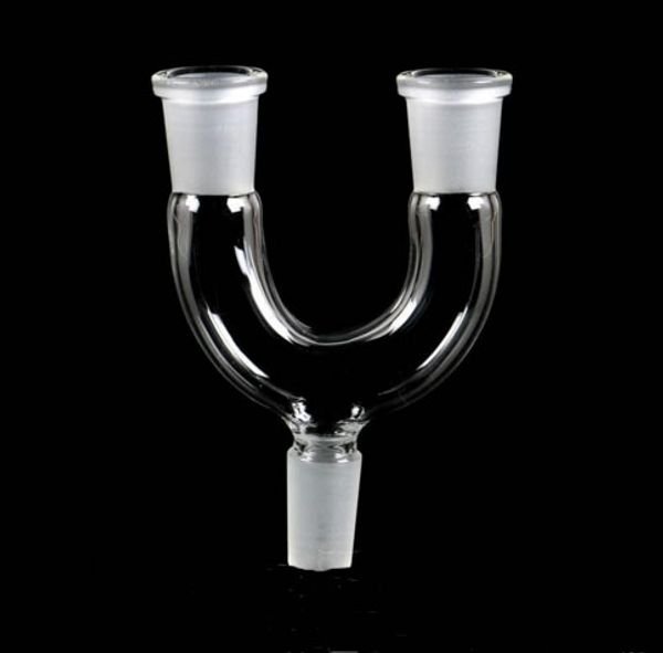 on sale adapter for bongs 14.5mm and 18.8mm glass oil nail double bowl adapter two size Wishbone Glass Splitter Frosted Adapter for options