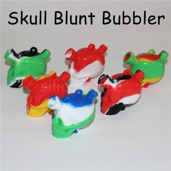 skull shape Silicone Travel Bongs Martian skull silicone Blunt Bong Bubbler Joint Smoking Bubble Small Water Pipes Small Pipes Hand Pipe