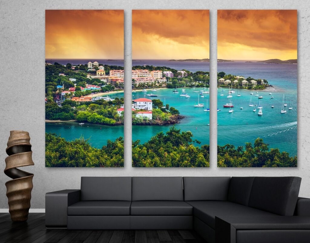 st. John Us Virgin Island Wall Art Canvas Print Beautiful Beach Aerial View - Giclee Home Art Decor, Wall Interior Design