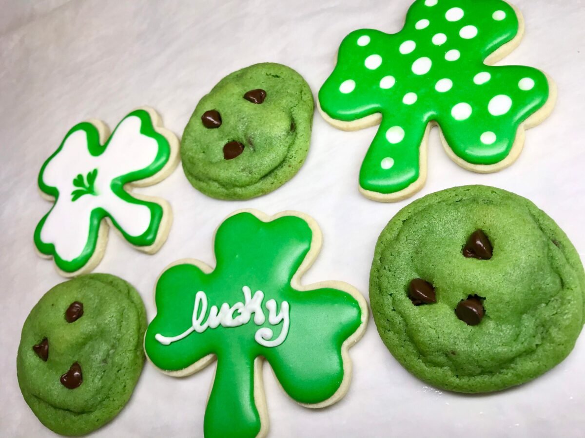 st. Patrick's Day Cookies, Paddy's Irish Shamrock Mint Chocolate Chip Cookie Gift