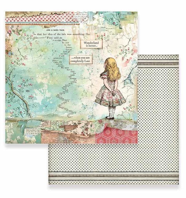 stamperia | 1 Piece Alice Scrapbook Paper 12×12 Double-Sided 12" X Single Sheet Sbb582