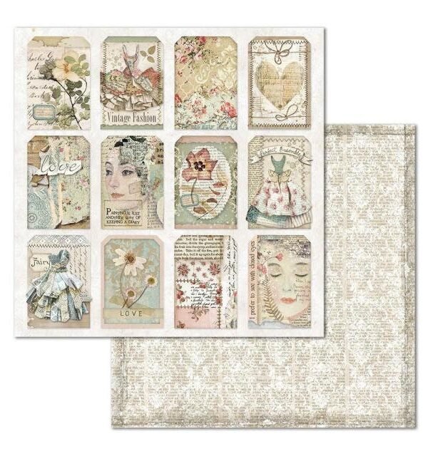 stamperia | 1 Piece Image Tag Scrapbook Paper 12×12 Double-Sided 12" X Single Sheet Sbb671