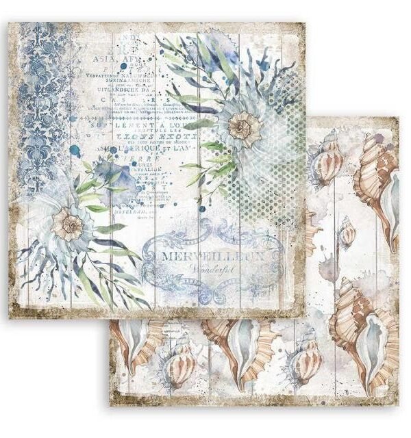 stamperia | 1 Piece Romantic Sea Dream Shells Scrapbook Paper 12×12 Double-Sided 12" X Single Sheet Sbb787