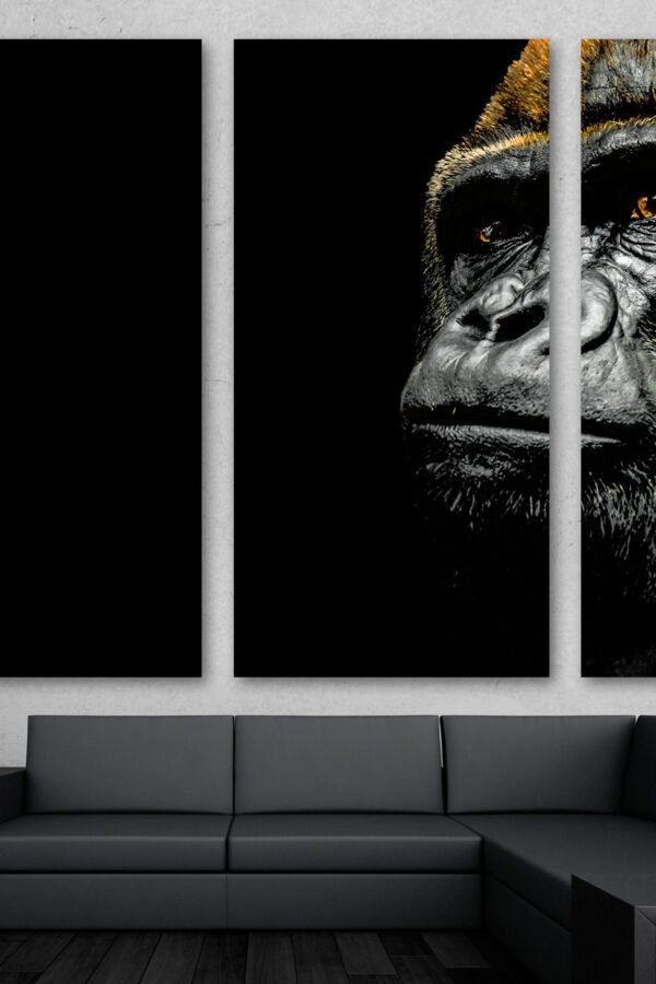 staring Gorilla Portrait Canvas Print Wall Art Wild Animal Art - Giclee Home Decor, Wall Interior Design