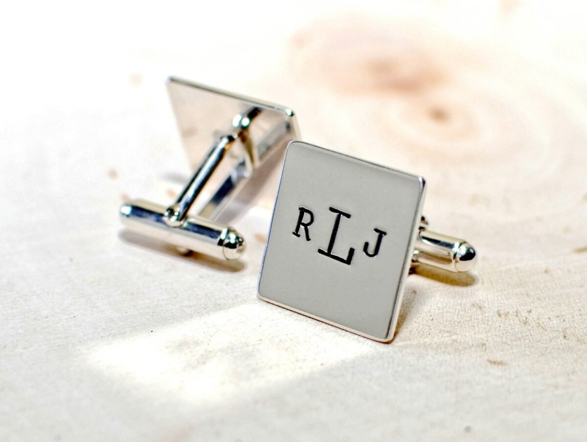 sterling Silver Cuff Links With Your Monogram - Anniversary Gift 25Th Wedding & More