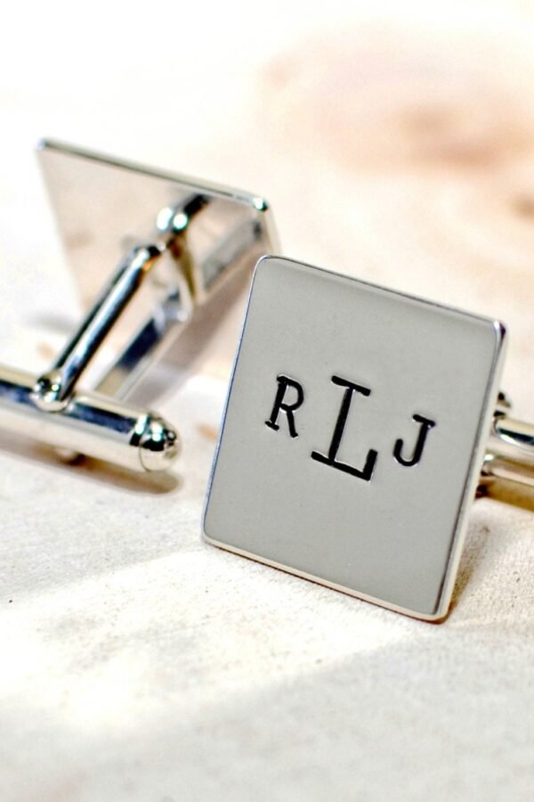 sterling Silver Cuff Links With Your Monogram - Anniversary Gift 25Th Wedding & More