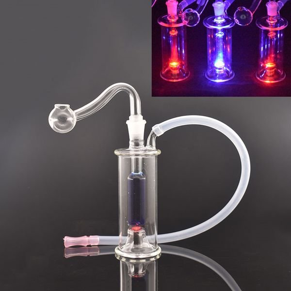 wholesale Bubbler Smoking water Pipe 10mm Joint Glass Oil Burner Bongs Hookah Tobacco Ash Catcher with Male Oil Burner and Hose