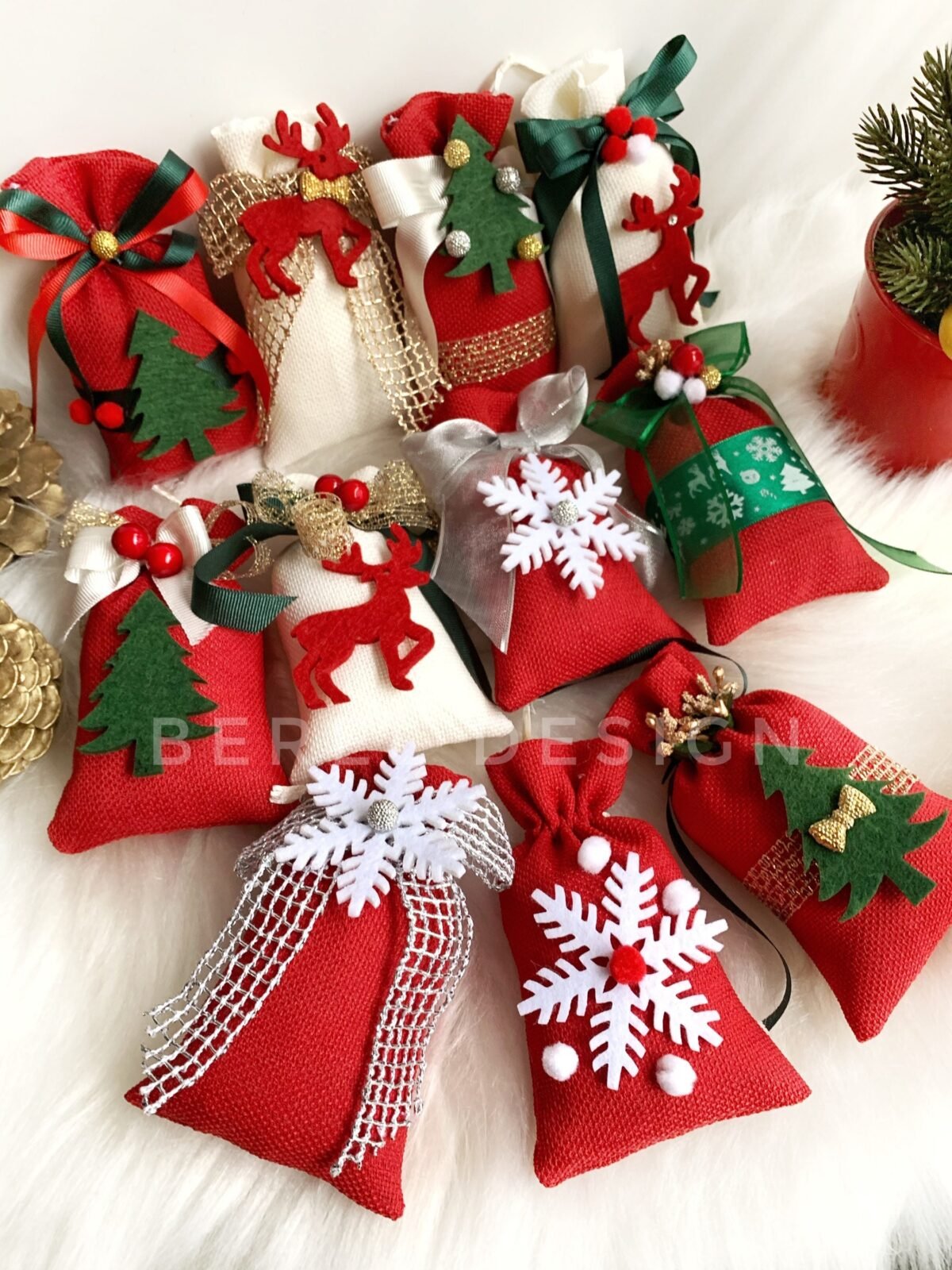 xmas Sack, Merry Christmas Favors, 2024 Gifts, Ornaments, Happy New Year Gift, Coworker Decor, Noel Gift Bag