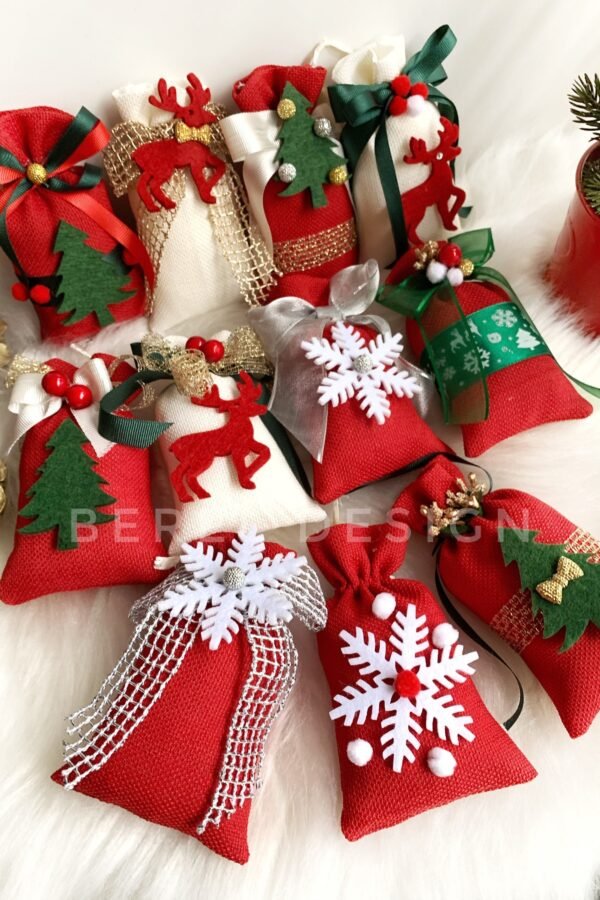 xmas Sack, Merry Christmas Favors, 2024 Gifts, Ornaments, Happy New Year Gift, Coworker Decor, Noel Gift Bag