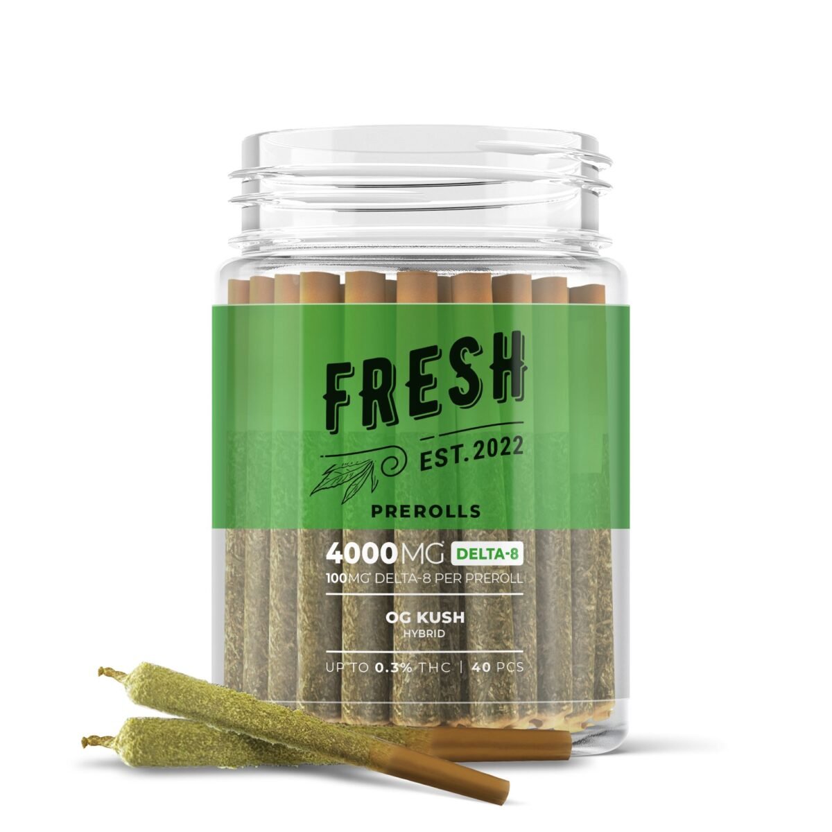 1g OG Kush Pre-Rolls - 100mg Delta 8 THC - Fresh - 40 Joints (4000mg)