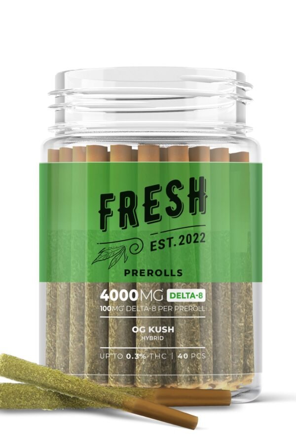 1g OG Kush Pre-Rolls - 100mg Delta 8 THC - Fresh - 40 Joints (4000mg)