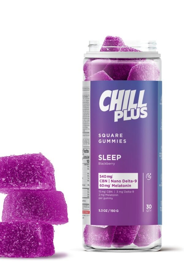 20mg Sleep Gummies - CBN, D9, Melatonin - Chill Plus (Blackberry, 600mg)