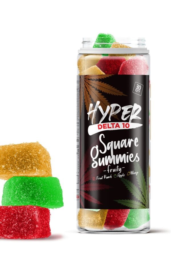 25mg D10, D8 Gummies - Fruity Mix - Hyper (750mg)