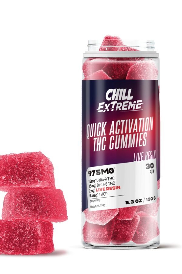 32.5mg Quick Activation Gummies - D8, D9, Live Resin, THCP - Chill Extreme (915mg)