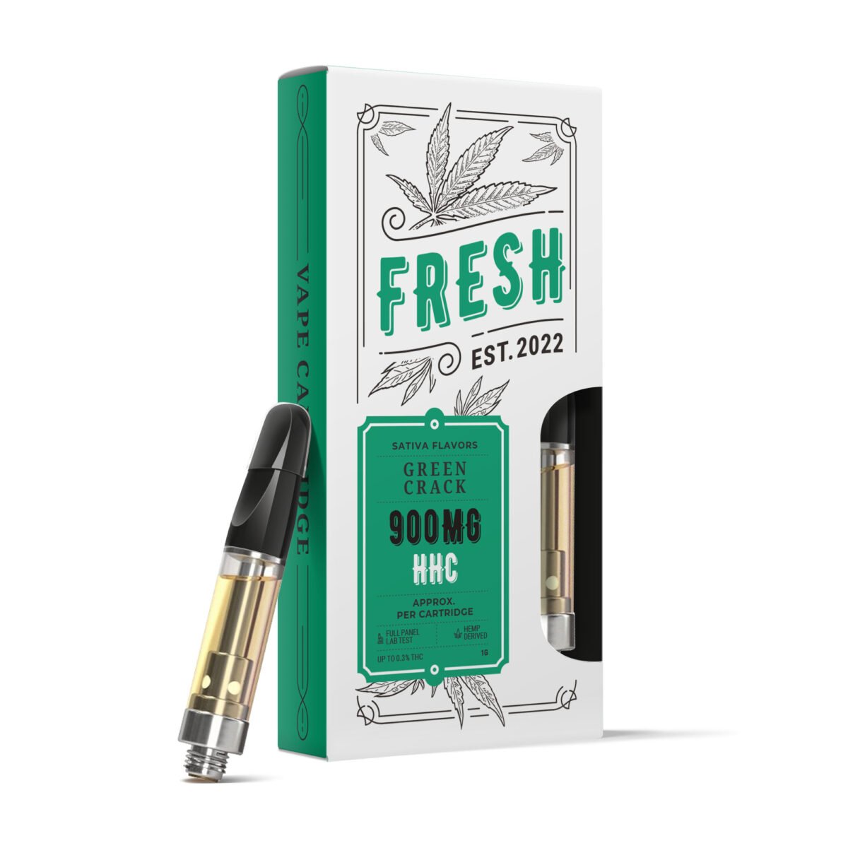 900mg HHC Vape Cart - Green Crack - Sativa - 1ml - Fresh