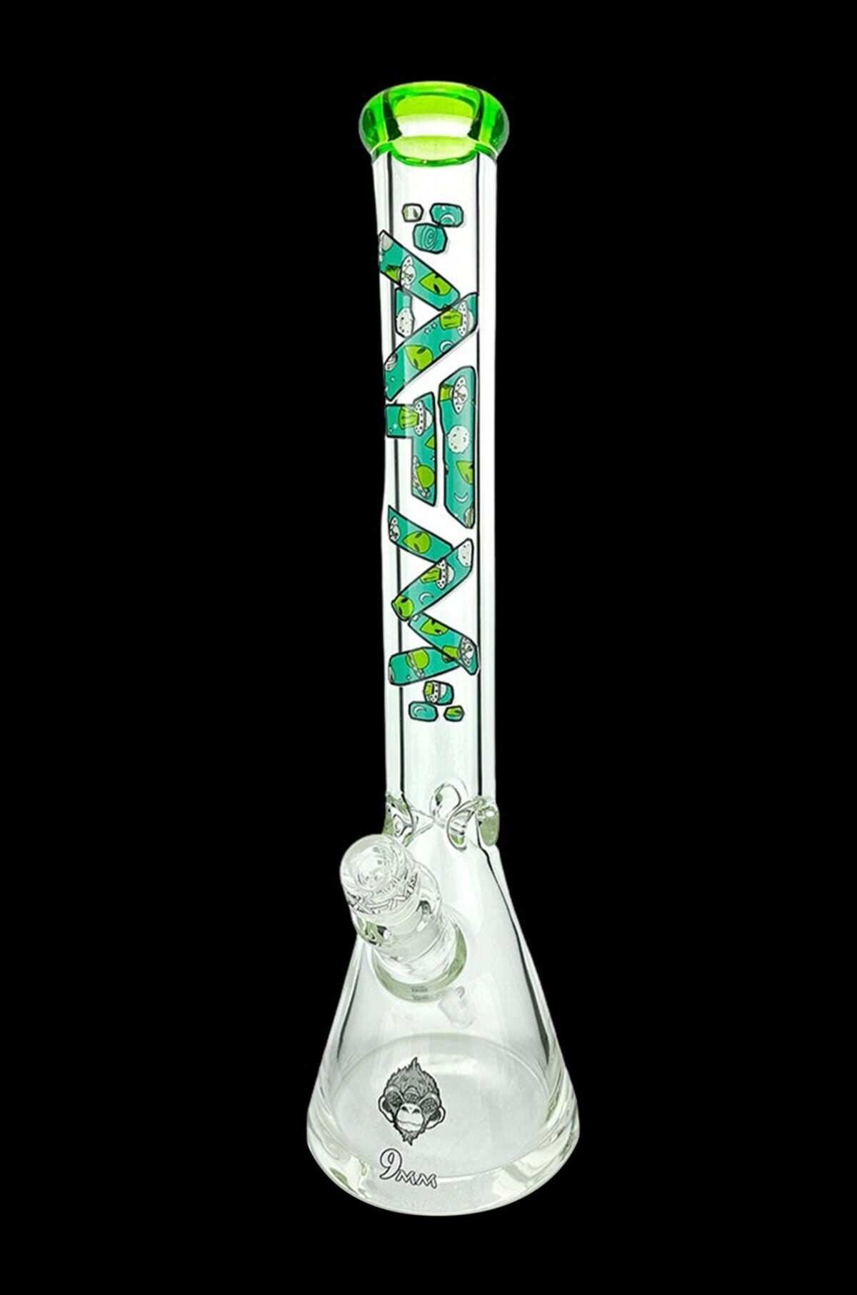 AFM Glass Green Alien 9mm Glass Beaker Bong