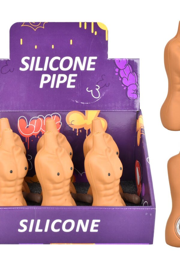 Chiseled Person w/ Penis Silicone Pipe - 4.25"" 6pcs