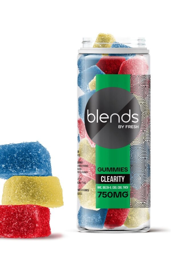 Clearity Blend - 25mg Gummies - HHC, D8, CBD, CBG, THCV - Blends by Fresh (Blueberry, Pineapple, Fruit Punch, 750mg)