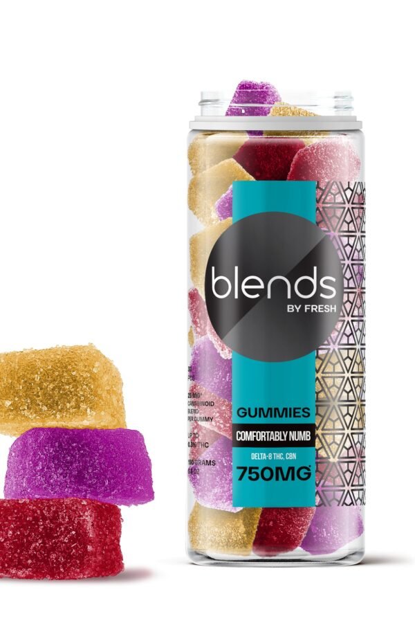 Comfortably Numb Blend - 25mg Gummies - D8, CBN - Blends by Fresh (Passionfruit, Blackberry, Pomegranate, 750mg)