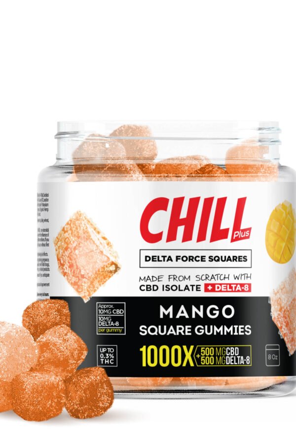 D8 & CBD Blend - Mango Force Gummies - Chill Plus - 1000X