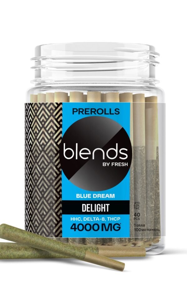 Delight Blend - 1g Blue Dream Pre-Rolls - 100mg HHC, D8, THCP - Blends by Fresh - 40 Joints (4000mg)