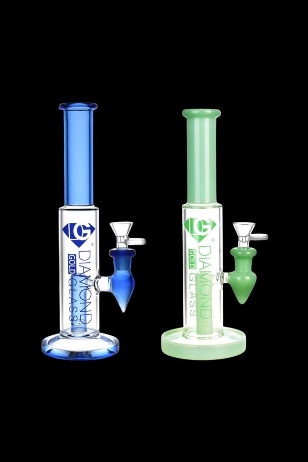 Diamond Glass Gold Cylinder Water Pipe