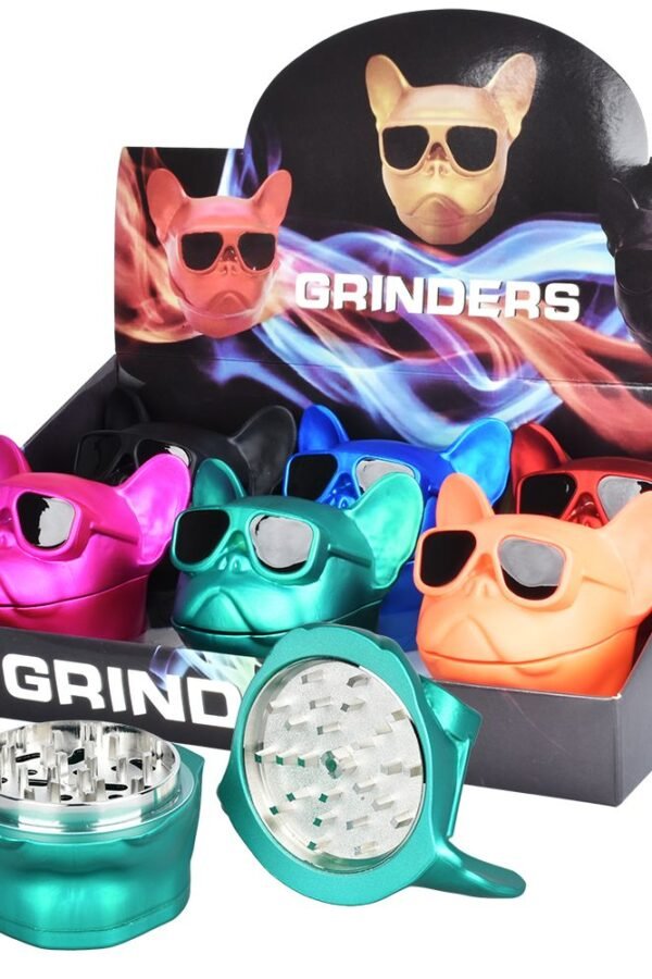 Hipster Dog Aluminum Grinder - 2.25"" / 3pc / 6ct