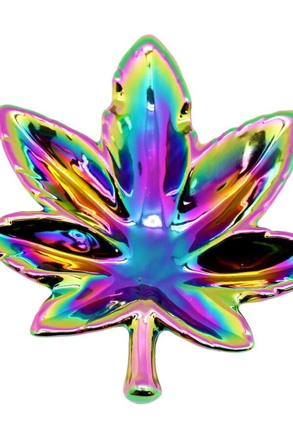 Iridescent Rainbow Hemp Leaf Ashtrays