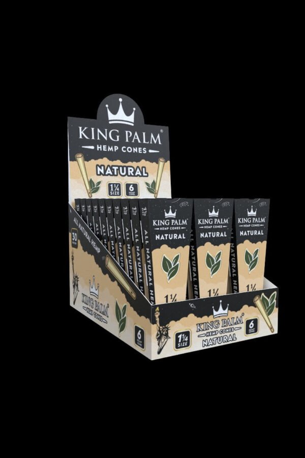 King Palm 1 Size Hemp Cones 30ct Display Natural