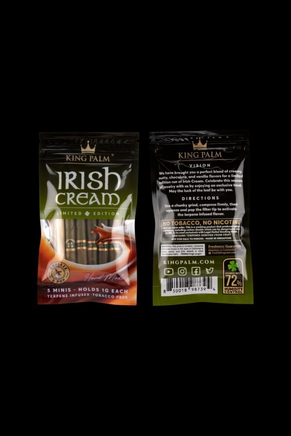 King Palm Irish Cream Mini Flavor Pre Rolled Leaf Tubes - 5 Pack