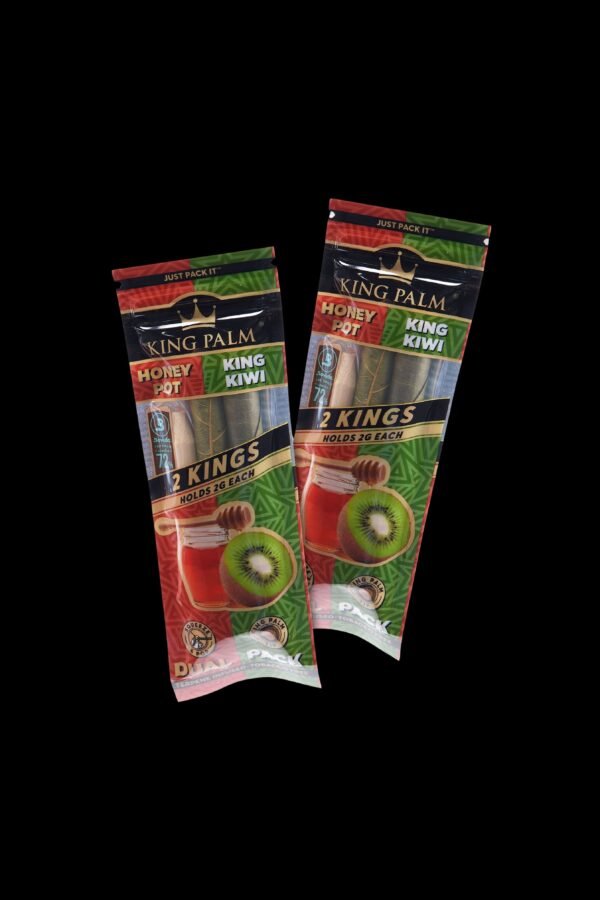 King Palm King Size Honey & Kiwi Dual Flavor Pre Rolled Leaf Tubes - 2 Packs of 2