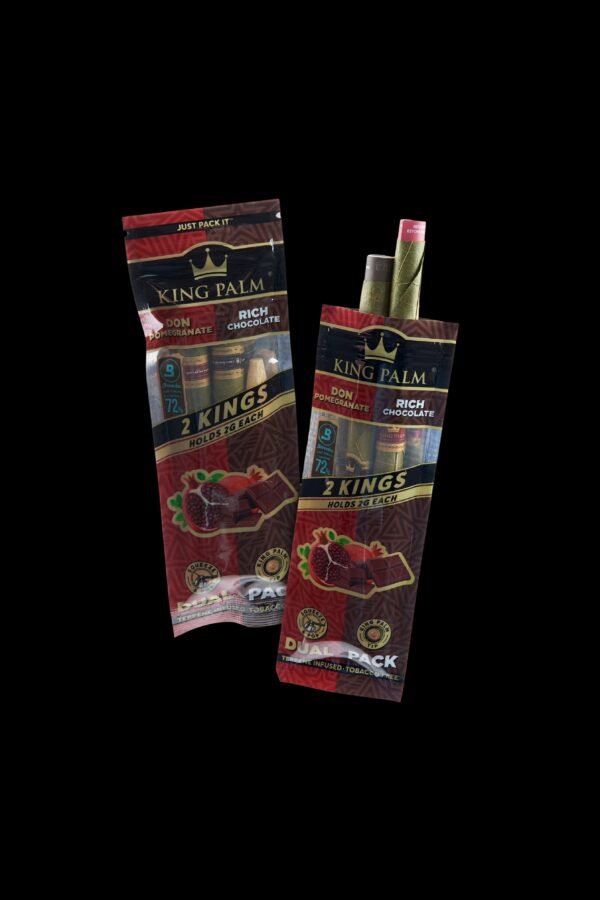King Palm King Size Pomegranate & Chocolate Dual Flavor Pre Rolled Leaf Tubes - 2 Packs of 2